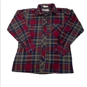 French Toast Red 100% Cotton Plaid Flannel Button Down Shirt Size 12